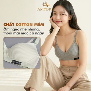 Áo Ngực Nữ AMYBRA Cotton Gân Mềm Mịn Thấm Hút, Áo Lót Nữ Không Gọng Mút Mỏng Êm Ái A554