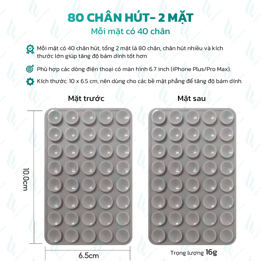 Miếng dán điện thoại Silicon 80 chân hút/2 mặt – Phụ kiện quay phim, chụp ảnh tiện lợi