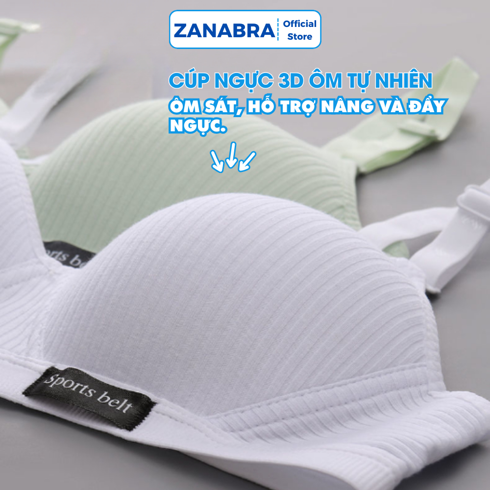 Áo Ngực Không Gọng Cotton Đũi - Áo Lót Nữ Mút Mỏng Bản To 3 Nấc Cài, Ôm Ngực ZANABRA A554