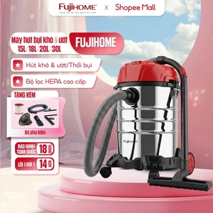 Máy hút bụi khô và ướt 30 Lít nhập khẩu Fujihome 1400W đa năng thùng Inox cao cấp chính hãng bảo hành 18 tháng