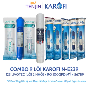 Combo 9 Lõi Lọc Nước Karofi Dùng Cho Máy B930, N-E239...Sử Dụng Livotec (Lõi 2 Nhỏ), RO Mỹ, 56789 Karofi....