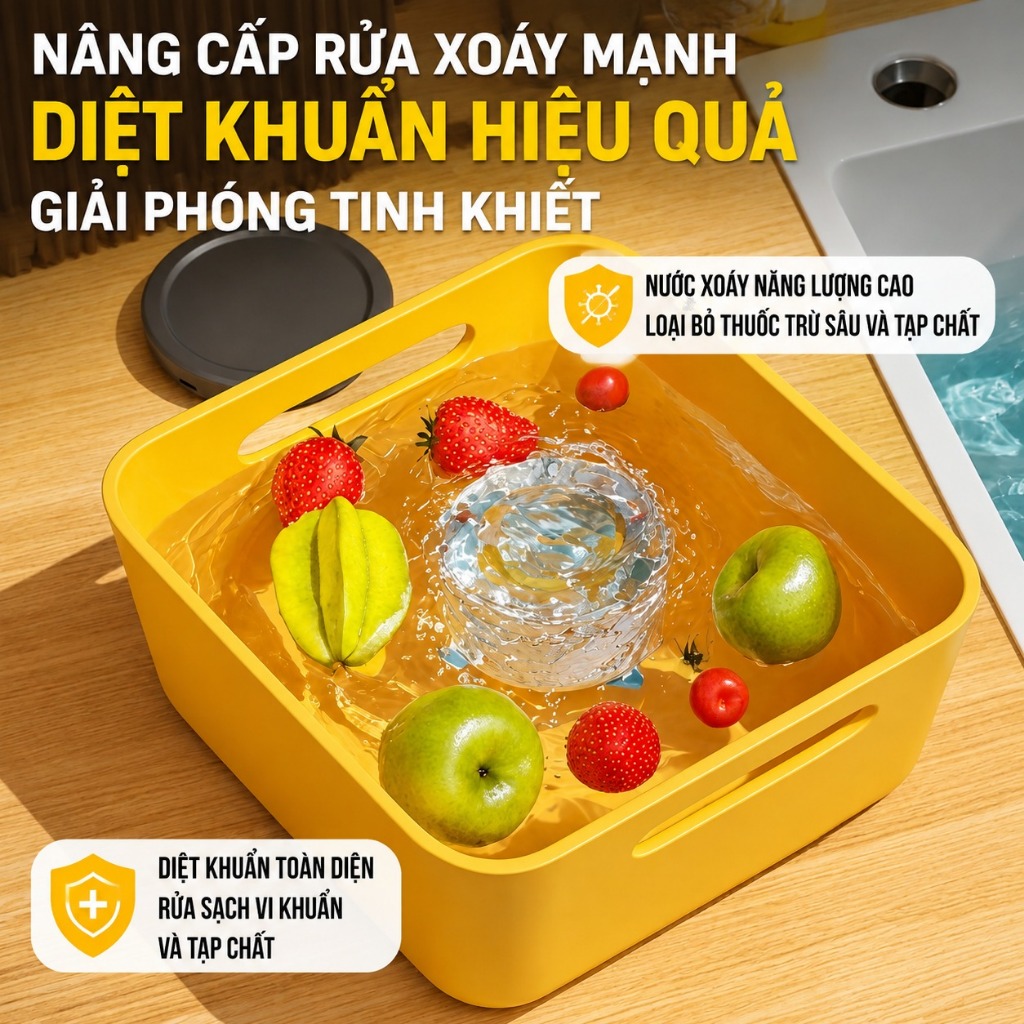 Máy lọc thực phẩm Titan khử 99.99% khuẩn & thuốc trừ sâu, an toàn cho bà bầu trẻ em Sạc Từ Tính Chống Thấm IPX7 Đa Năng