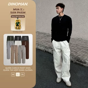 Quần Cargo Pant Kaki DINOMAN x Yumi Quần Túi Hộp Nam Nữ Dáng Suông Rộng Dễ Phối Đồ QTH01-2