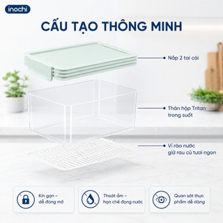 Bộ 2 hộp thực phẩm tritan chữ nhật Inochi- Hokaido 1000-2000ml