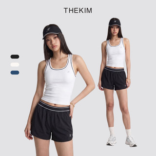 THEKIM Bộ quần áo thể thao áo ba lỗ phối viền thể thao và quần short 2 lớp bản cạp chun to T377B397