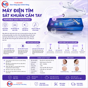 Máy Điện Tím Cầm Tay Sát Khuẩn | Sau Nặn Mụn Kháng Viêm Máy Có 4 Đầu Thay Thế