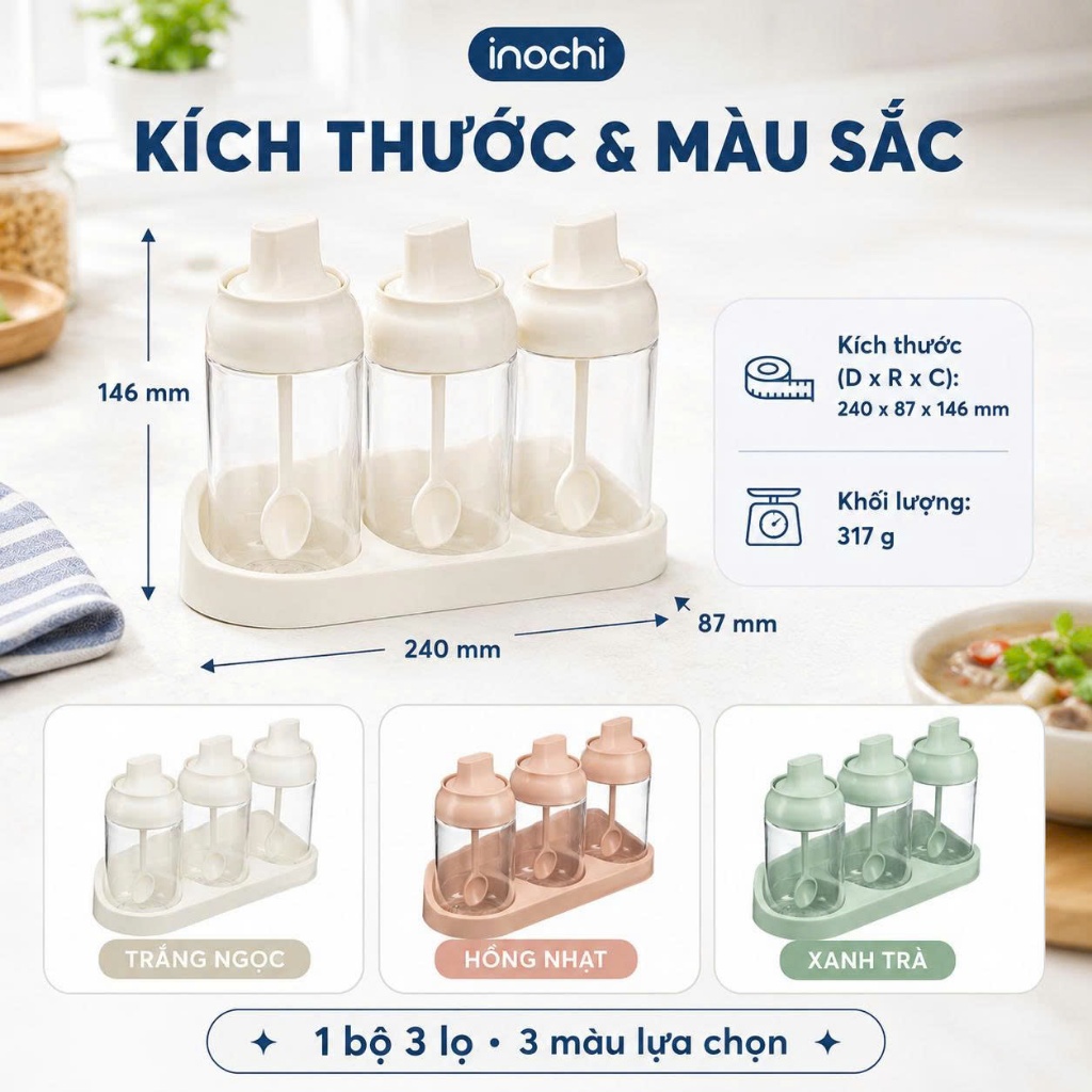 Bộ 2/3 Hộp Gia Vị Inochi Tritan Yoko: Sang Trọng, Tiện Lợi, An Toàn - Phong Cách Nhật Bản 🧂✨