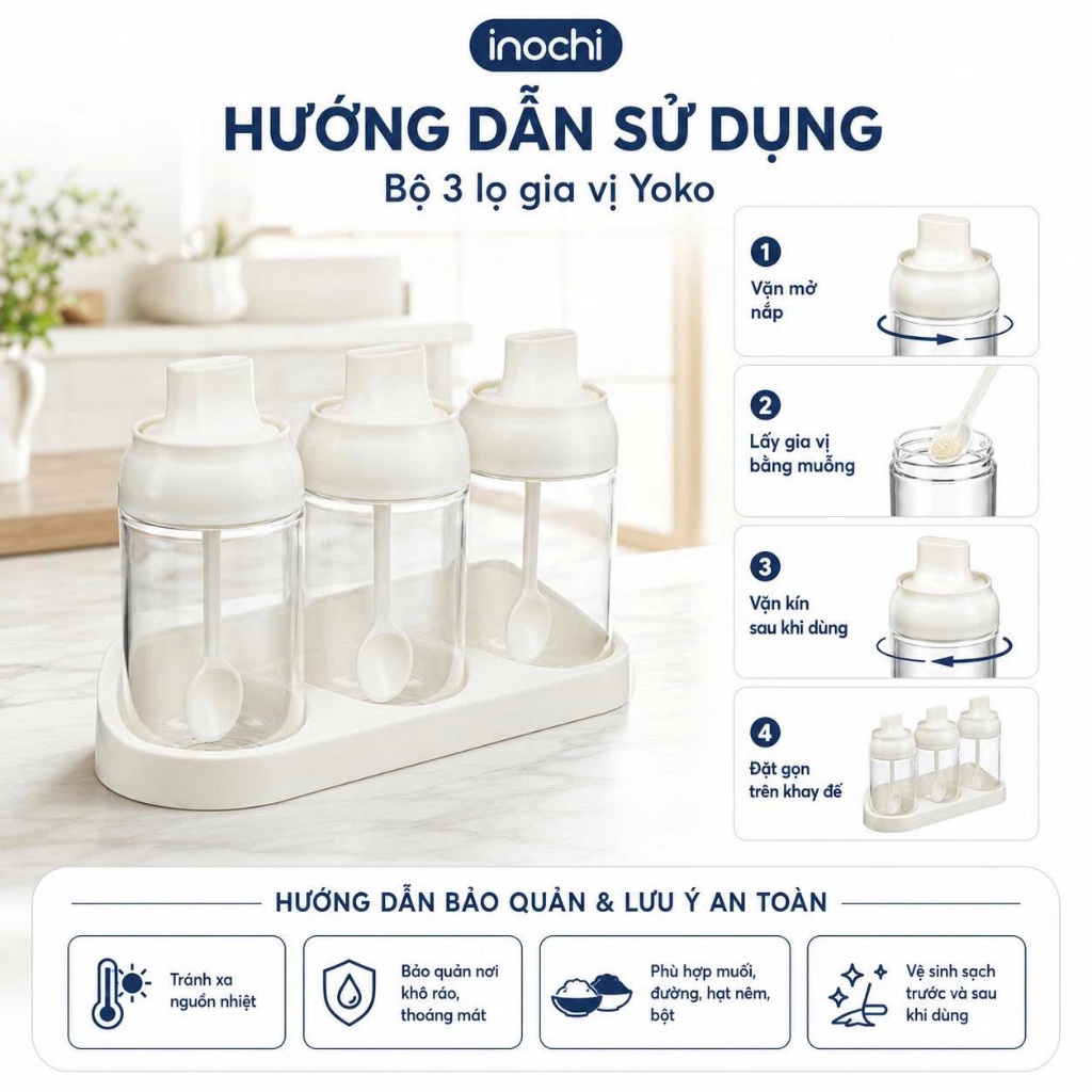 Bộ 2/3 Hộp Gia Vị Inochi Tritan Yoko: Sang Trọng, Tiện Lợi, An Toàn - Phong Cách Nhật Bản 🧂✨