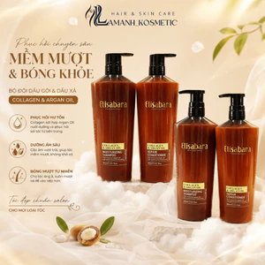 Combo Dầu Gội Xả ELISABARA Collagen & Argan Oil 500ml/800ml | Hỗ Trợ Sạch Gàu Dầu, Dưỡng Tóc Mềm Mượt.