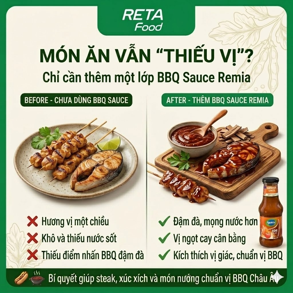 Sốt BBQ Remia Hương Khói 250ml - Sốt Chấm & Ướp BBQThịt Nướng Đậm Đà - Dùng Cho Gà, Sườn, Hải Sản - Nhập Khẩu Hà Lan