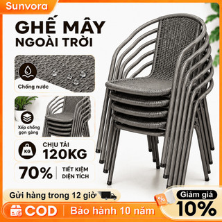 Ghế Giả Mây Đan Cao Cấp Ghế Ban Công Quán Cafe Nhà Hàng Sân Vườn Khung Sắt Chắc Chắn