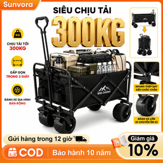 Xe kéo gấp gọn đa năng 300kg – Xe hàng đi chợ, cắm trại, dùng gia đình – Siêu gọn nhẹ