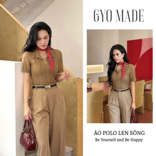 Áo polo nữ GYOMADE® chất liệu len sóng co giãn nhẹ, mặc mát (tặng kèm áo 2 dây có mút ngực) | GA083