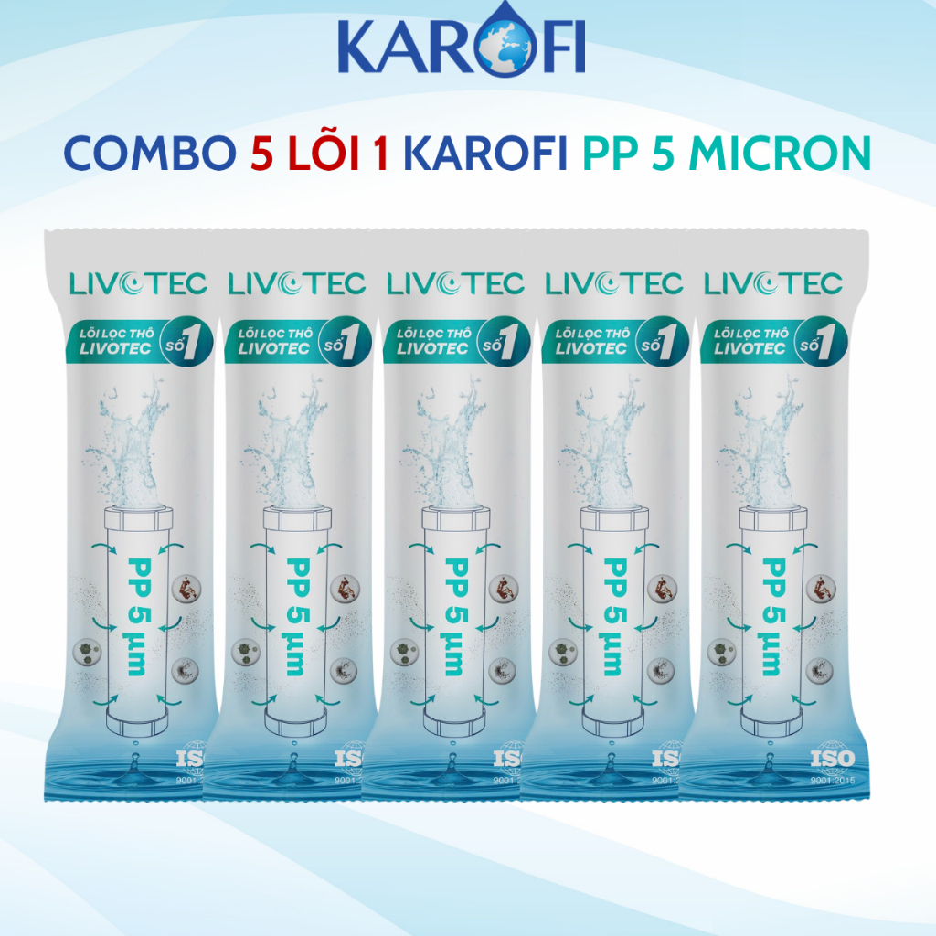 Combo 5 Lõi Số 1 Karofi Smax Duo Sử Dụng Cho Máy Lọc Nước RO