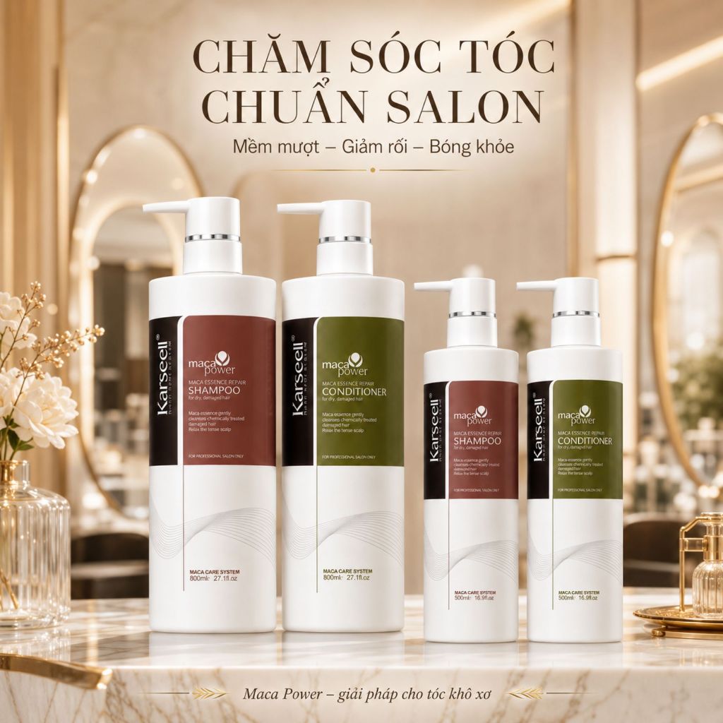 Combo Gội Xả Collagen KARSEELL Maca 500ml - 800ml Hỗ Trợ Phục Hồi Tóc Khô Xơ,Giảm Gãy Rụng, Mềm Mượt
