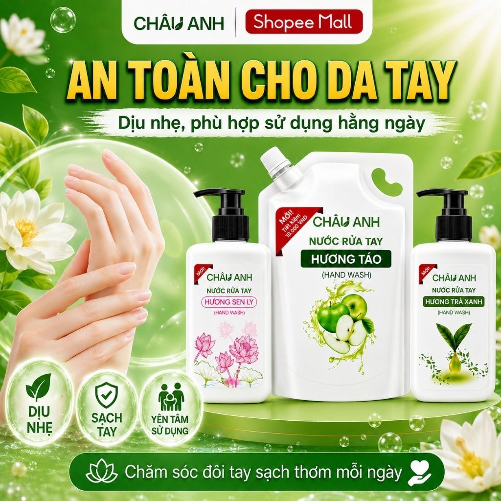 Combo 3 Nước Rửa Tay Gia Đình, Gel Làm Sạch Da Tay Sạch Khuẩn, Dùng Cho Nhà Hàng Quán Ăn Chai Pump 300gr Và Túi 500gr