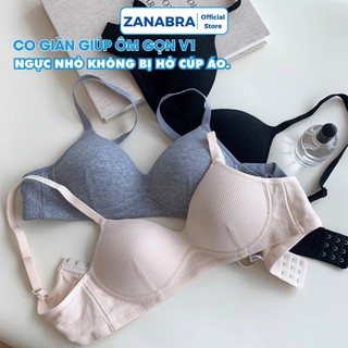 Áo ngực nữ cotton gân tăm không gọng form ôm ngực, Áo lót nữ sinh mút mỏng thông hơi mềm mại ZANABRA