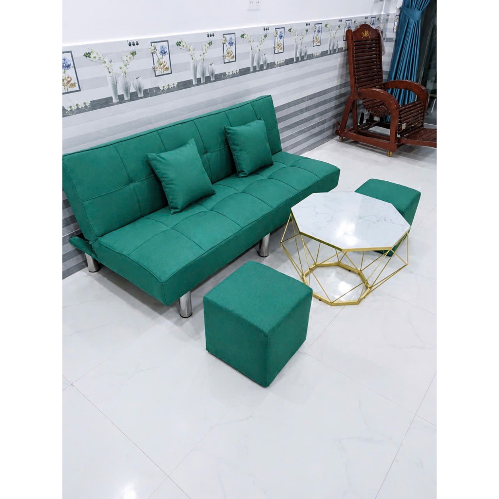 bộ sofa 3 trong 1 sang trọng đẹp mê ly + 1 bàn kim cương + 2 đôn + 2 gối ôm tiện lợi dễ dàng sử dụng