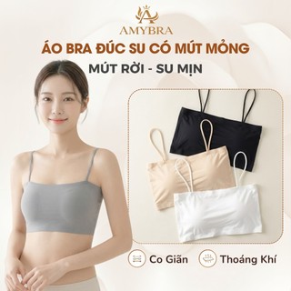 Áo Bra Đúc Su Kèm Mút Mỏng Mềm Mịn, Áo Lót Nữ 2 Dây Dáng Chui Thoải Mái AMYBRA B8881