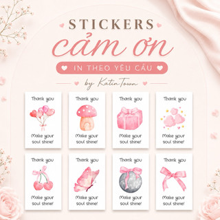 [KatinTown] Set 100 Nhãn Dán Decal Cắt Bế Niên Phong Cảm Ơn Dễ Thương Thiết Kế Hiện Đại Có Cán Màng