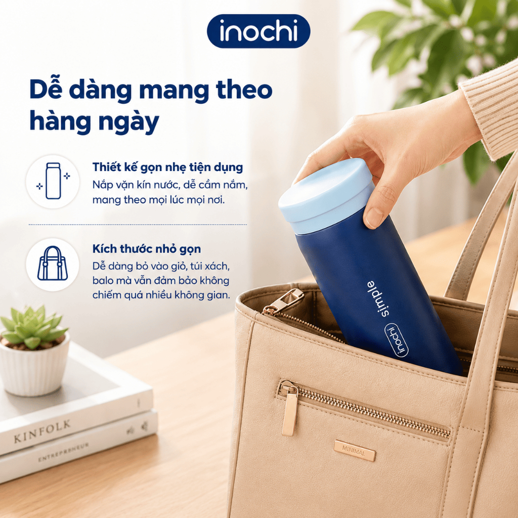 Bình giữ nhiệt Inochi Fuji Cylin 200ml - inox 316 mini nhỏ gọn giữ nóng lạnh 6-12h chống tràn | BigBuy360 - bigbuy360.vn