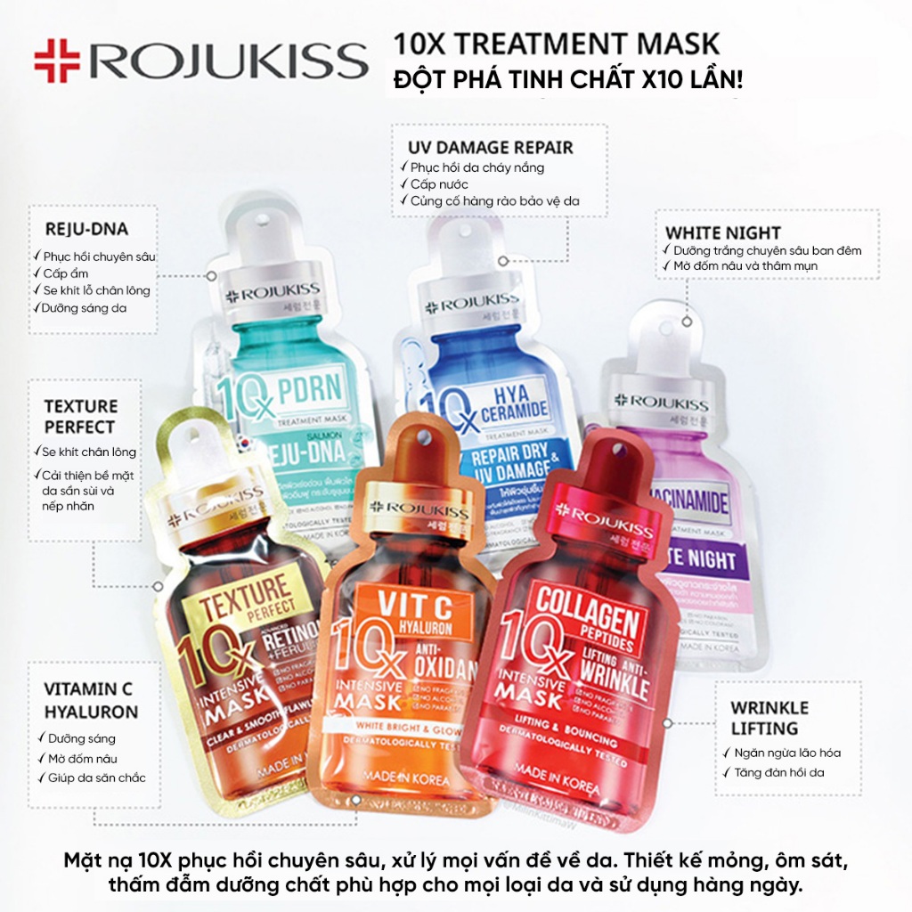[Combo 10] Mặt Nạ Dưỡng Da ROJUKISS 10X Intensive Mask 24ml