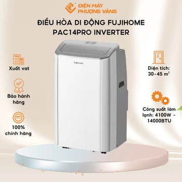 Điều hòa di động Fujihome PAC14PRO, máy lạnh di động 14000BTU inverter, kết nối wifi, hút ẩm, quạt, làm lạnh, BH 2 năm