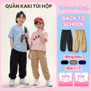 Quần Kaki Túi Hộp Bé Trai Bé Gái Quần Dài Trẻ Em Dày Dặn Thời Trang