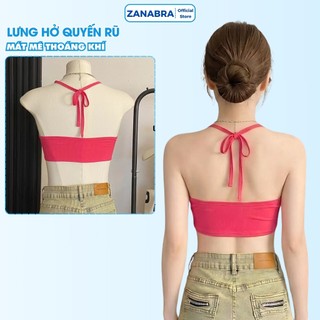Áo bra cổ yếm hở lưng chất cotton gân tăm có mút sẵn, Áo lót 2 dây dáng croptop tôn dáng ZANABRA