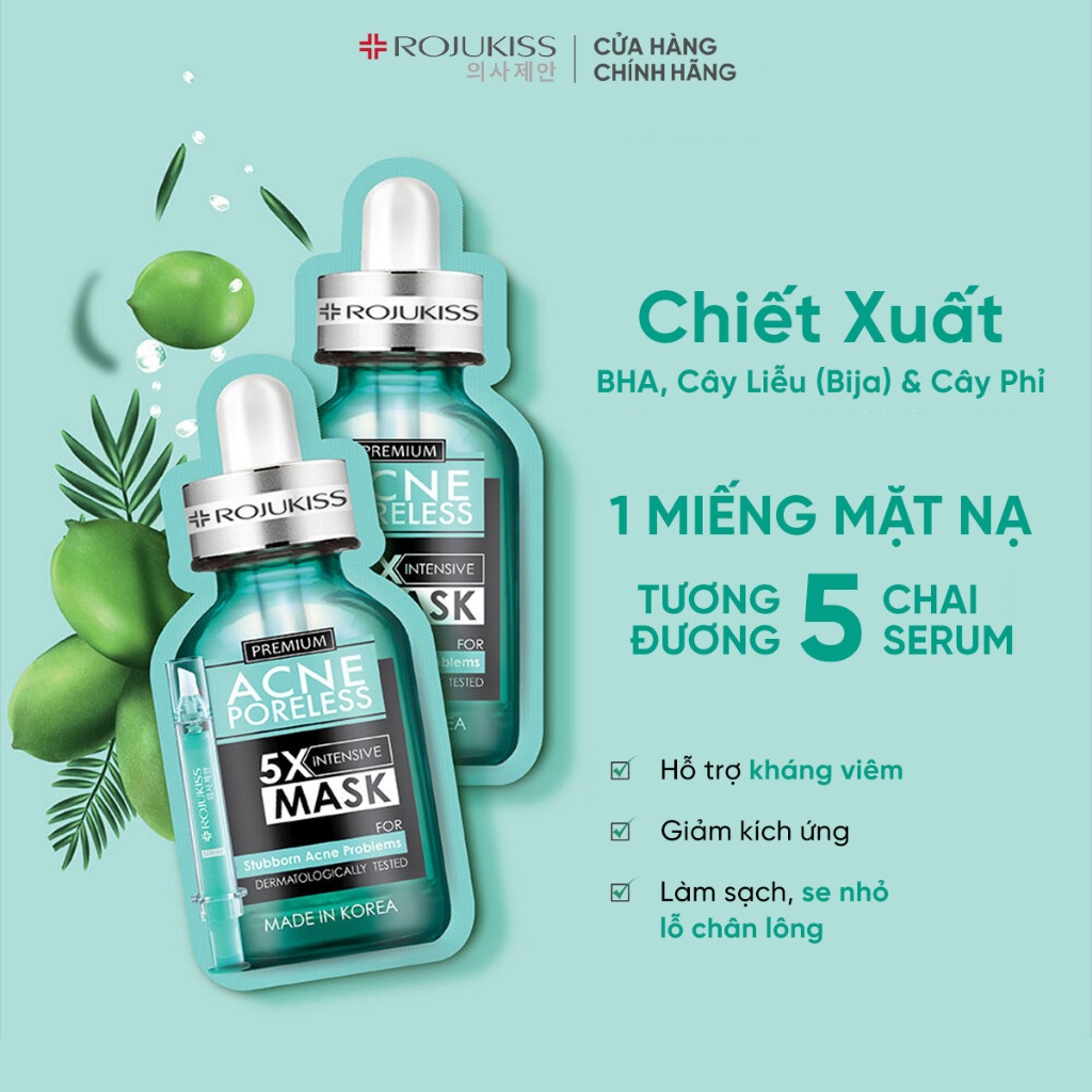 [Combo 10] Mặt Nạ Se Khít Lỗ Chân Lông ROJUKISS Poreless 5x Intensive Mask 25ml