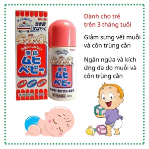 Thanh lăn muỗi đốt Muhi Nhật Bản, lăn bôi giảm ngứa muỗi và côn trùng đốt cho bé từ 6 tháng tuổi.