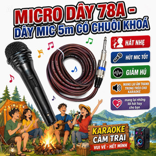 Micro Có Dây 78A - Thiết Kế Bắt Mắt, Sang Trọng - Chất Âm Nhẹ - Bắt Âm Nhạy, Chống Hú, Chống Nhiễu Tốt