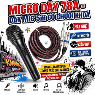 Micro Có Dây 78A - Thiết Kế Bắt Mắt, Sang Trọng - Chất Âm Nhẹ - Bắt Âm Nhạy, Chống Hú, Chống Nhiễu Tốt