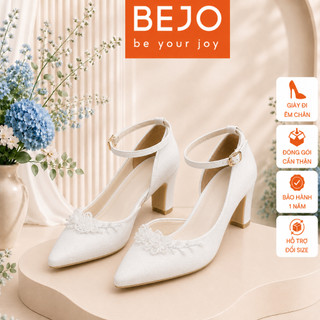 Giày Cao Gót Nữ Cao Cấp BEJO H88G.5P Đính Hoa Cườm Nhựa Sang Trọng - Giày Cưới Cô Dâu Đi Êm Chân