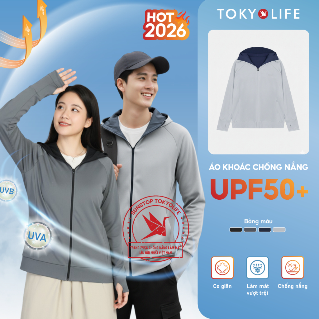 Áo chống nắng đa năng Unisex 2 lớp TOKYOLIFE có mũ trùm kín mặt chống tia UV 40005564