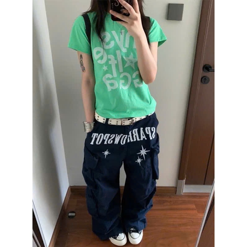 Áo thun baby tee màu xanh lá chữ My self chất cotton ABBT071 - tiktik