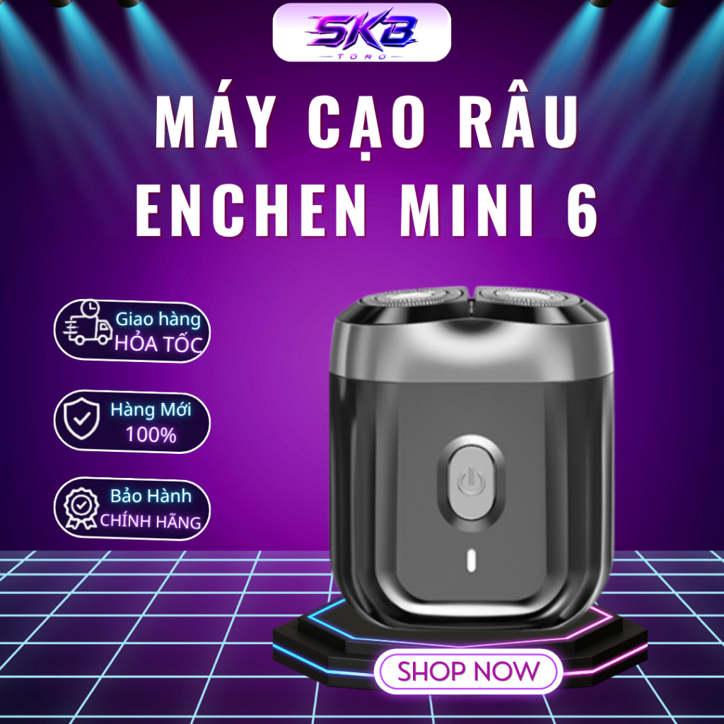Máy cạo râu Enchen Mini 6 lưỡi dao kép mỏng, chống nước IPX7, pin sử dụng đến 2 tháng - Bảo Hành 12 tháng