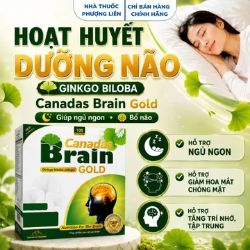 Hoạt huyết dưỡng não Ginkgo Biloba Canadas Brain Gold, thuốc bổ não, hộp 100 viên