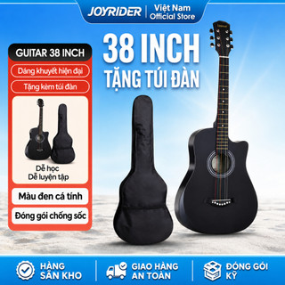 Đàn Guitar Acoustic 38 Inch Dáng Khuyết Màu Đen Cho Người Mới Tập Chơi, Kèm Túi Đựng Đàn, Đóng Gói Chống Sốc