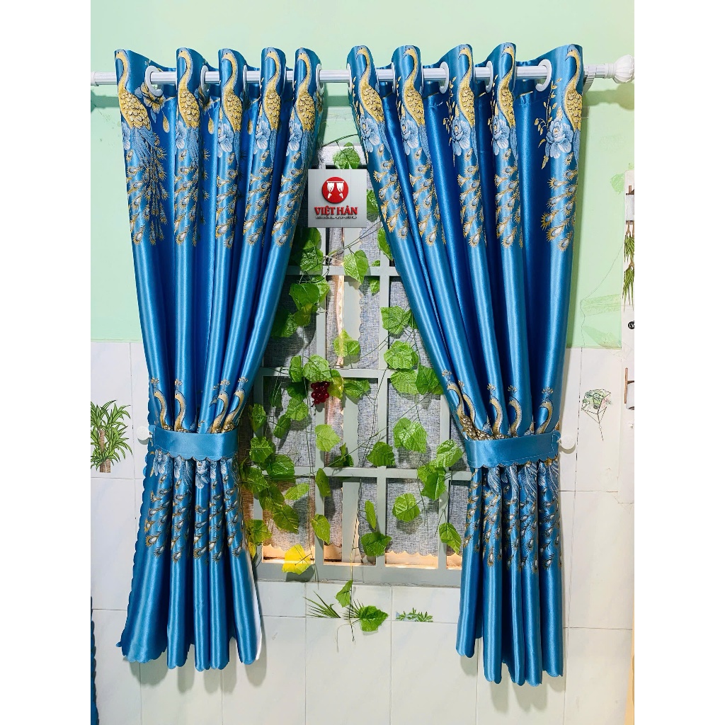 1 TẤM GẤM 3D CON CÔNG MÀU XANH CON CÔNG  CHƯA CÓ CÂY TREO - TREO 1 TẤM MUA 1 TẤM _TREO 2 TẤM MUA 2 TẤM RÈM CỬA VIỆT HÀN