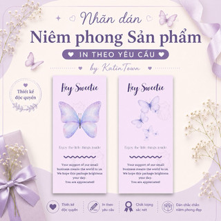 [KatinTown] Set 12 Nhãn Dán Decal Niên Phong Chủ Đề Bướm Tím 6x13cm Chống Nước Màu Sắc Đẹp