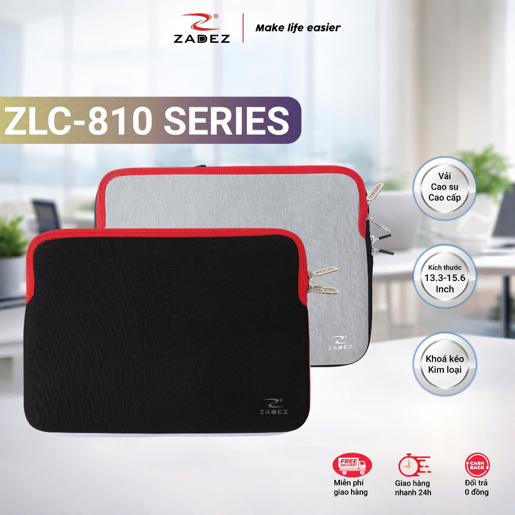 [Hàng Trưng Bày] Túi chống sốc ZADEZ ZLC-820 màu đen/màu xám 14inches