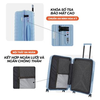 [COMBO MỚI] 2 Vali Kéo MIAvn Larita SARON - Size 20/24/28 inch - 2 Ngăn Lưới, Nhựa PP Bền Bỉ, Khóa TSA Bảo Mật Cao