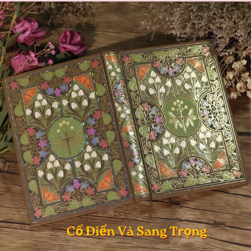 Sổ Bìa Cứng A5, Sổ Bìa Dập Nổi Phong Cách Cổ Điển, Sổ Tay Quà Tặng 256 Trang Giấy In Màu Theo Chủ Đề