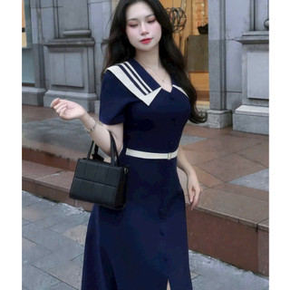 (MAY ĐẸP ) ĐẦM NỮ DÁNG DÀI CỔ BẺ PHỐI VIỀN SỌC MỚI TÔN DÁNG THIẾT KẾ MỚI 2026 K&B FASHION