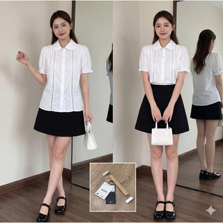 Sơ mi trắng cổ sen