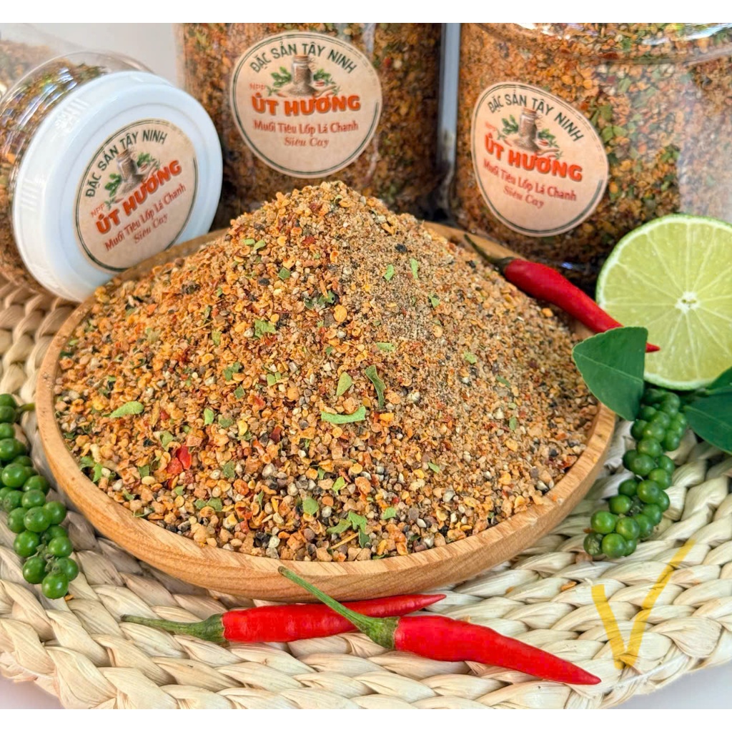 Muối tiêu  LỐP LÁ CHANH siêu cay ( Chay mặn đều dùng được ) _ Đặc sản tây ninh