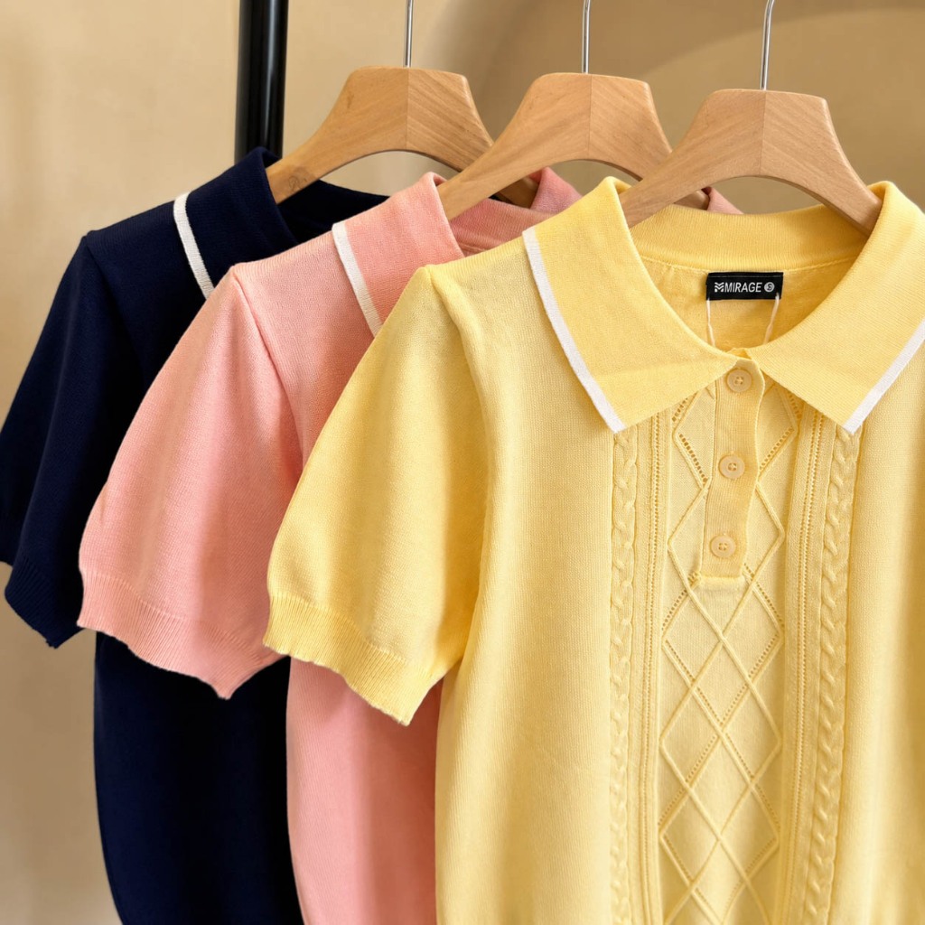 Áo Len Mirage Ô Cổ Điển Màu Pastel Nhẹ Nhàng, Chất Len Mongtoghi Mềm Mịn Thoáng Mát, Có Kèm Hình Thật.