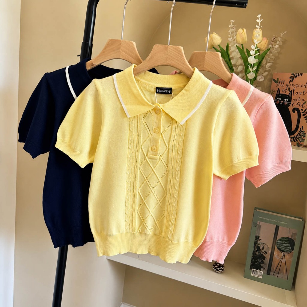 Áo Len Mirage Ô Cổ Điển Màu Pastel Nhẹ Nhàng, Chất Len Mongtoghi Mềm Mịn Thoáng Mát, Có Kèm Hình Thật.