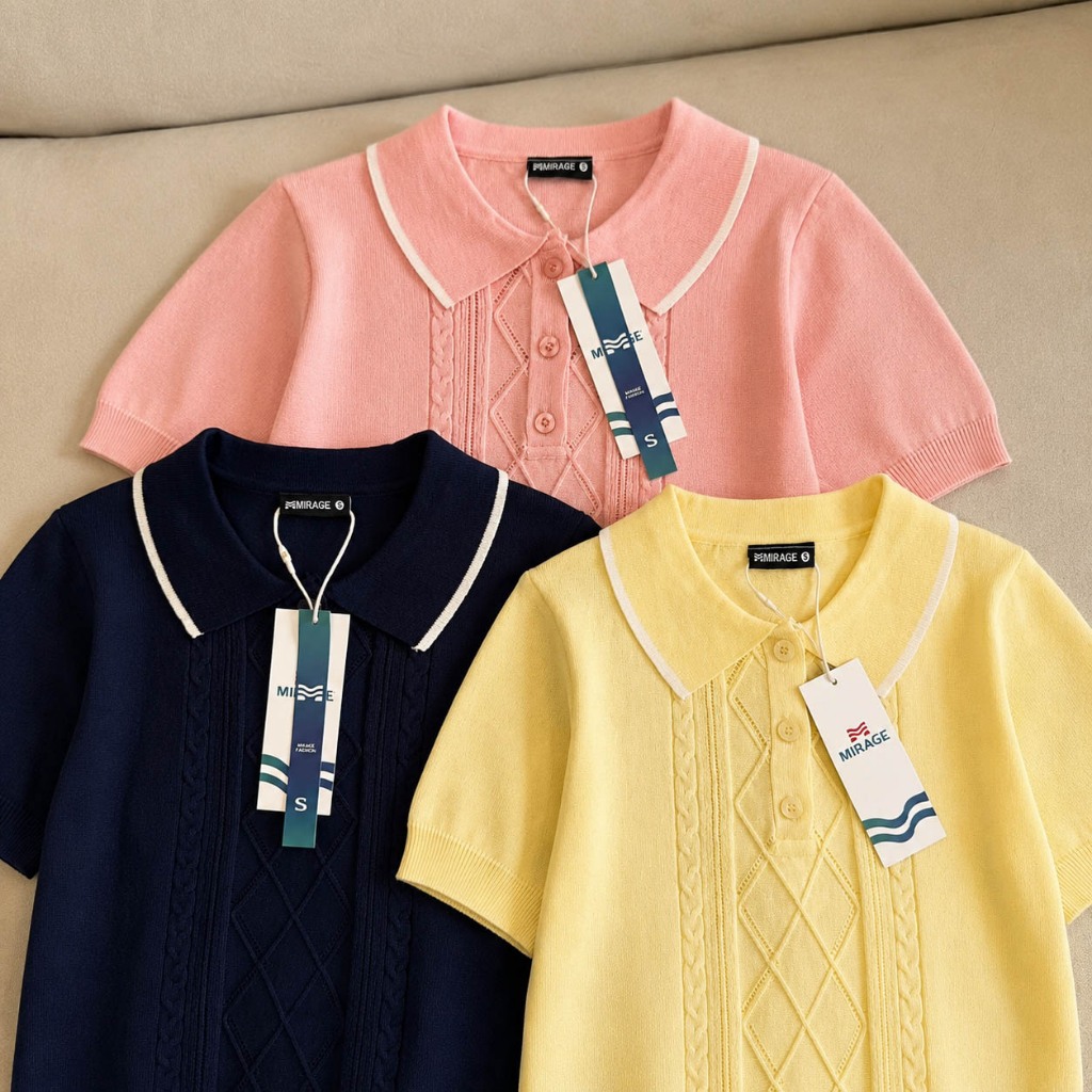 Áo Len Mirage Ô Cổ Điển Màu Pastel Nhẹ Nhàng, Chất Len Mongtoghi Mềm Mịn Thoáng Mát, Có Kèm Hình Thật.